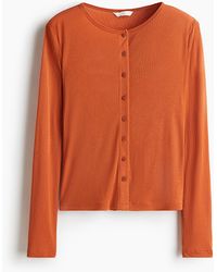 H&M - Fijngebreide Top Met Knoopsluiting - Lyst