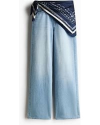 H&M - Straight High Waist Jeans Met Sjaaldetail - Lyst