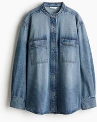H&M - Hemdbluse aus ausgewaschenem Denim - Lyst