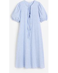 H&M - Kleid aus einer Leinenmischung mit Bindebändern - Lyst