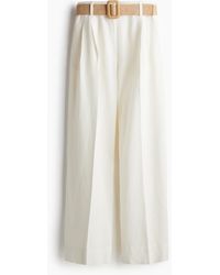 H&M - Hose aus Leinenmix mit Gürtel - Lyst