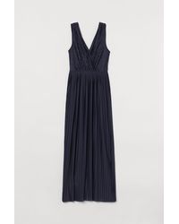 H&M Plissiertes Jersey-Maxikleid - Blau