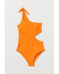 H&M One-shoulder Swimsuit - Orange