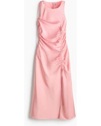 H&M - Kleid aus Satin mit Kordelzugdetail - Lyst