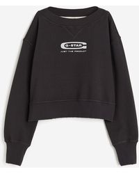 H&M - Vintage Cropped Logo Loose Sweatshirt - Lyst