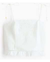 H&M - Top mit Bindeträgern und Broderie Anglaise - Lyst