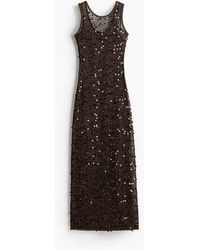 H&M - Jurk Van Mesh Met Pailletten - Lyst
