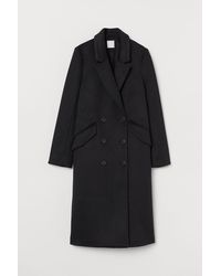 H&M Double-breasted Coat - Black