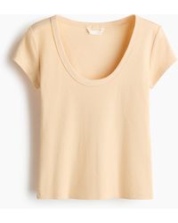 H&M - Geripptes T-Shirt mit U-Ausschnitt - Lyst