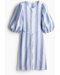 H&M - Kleid aus Leinenmix - Lyst