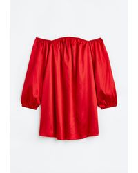 H&M - Off-Shoulder-Kleid aus Satin - Lyst