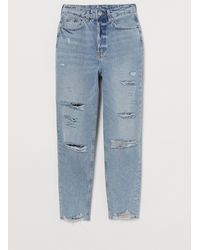 H&M Slim Mom High Ankle Jeans - Blau
