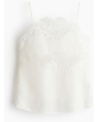 H&M - Top aus Leinengemisch mit Spitze - Lyst