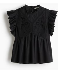 H&M - Bestickte Baumwollbluse - Lyst
