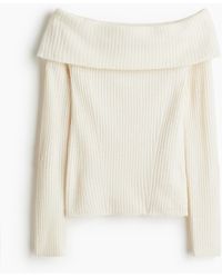H&M - Off-Shoulder-Shirt in Rippstrick - Lyst