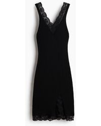 H&M - Geripptes Kleid mit Spitzenbesatz - Lyst