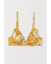 H&M Wattiertes Triangel-Bikinitop - Gelb