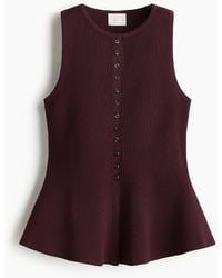 H&M - Ribgebreid Gilet Met Peplum - Lyst