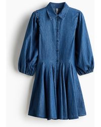 H&M - Ausgestelltes Kleid mit Puffärmeln - Lyst