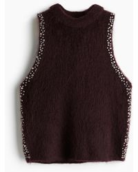 H&M - Top aus Mohairmix mit Strass - Lyst
