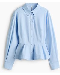 H&M - Popelinebluse mit Peplum - Lyst