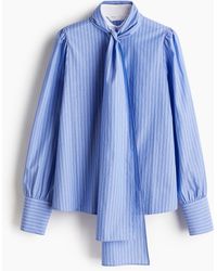 H&M - Popeline Blouse Met Sjaal - Lyst