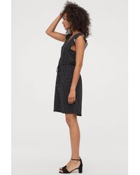 H M Draped Dress In Black Lyst