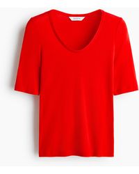 H&M - Shirt aus Pima-Baumwolle mit U-Ausschnitt - Lyst