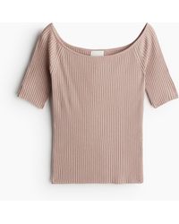 H&M - Schulterfreies Shirt in Rippstrick - Lyst