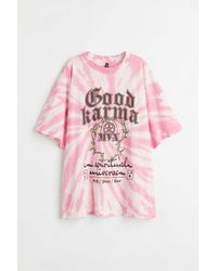 H&M Oversized Printed T-shirt - Pink