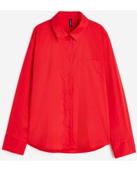 H&M Bluse aus Baumwollpopeline - Rot