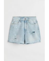 H&M Mom Comfort Ultra High Denim Shorts - Blue