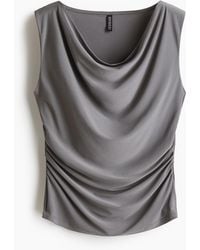 H&M - Gedrapeerde Mouwloze Top Van Tricot - Lyst
