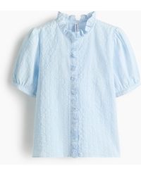 H&M - Baumwollbluse mit Volants - Lyst