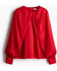H&M - Satinbluse mit Ballonärmeln - Lyst