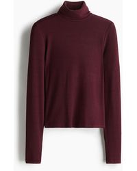 H&M - Geribde Top Met Col - Lyst