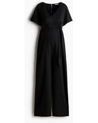 H&M - Mama Jumpsuit Met Korte Mouwen En Strikceintuur - Lyst