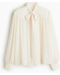 H&M - Chiffon Blouse Met Strikkraag - Lyst