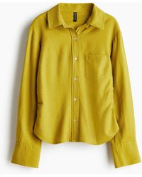 H&M - Leinenbluse mit Raffungen - Lyst