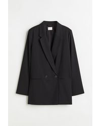 H&M Synthetik Zweireihiger Blazer in Schwarz Damen Bekleidung Jacken Blazer Sakkos und Anzugsjacken 