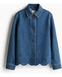 H&M - Jeansjacke mit Broderie Anglaise - Lyst