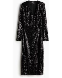 H&M - Paillettenkleid im Wickelschnitt - Lyst