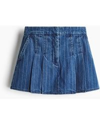 H&M - Jupe-Short Plissée En Denim - Lyst