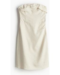 H&M - Bandeau-Kleid aus Leinenmix - Lyst