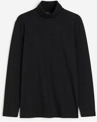 T shirt col roul Regular Fit H M pour homme en coloris Noir Lyst