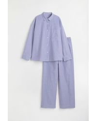 H&M Pyjama Shirt And Bottoms - Blue