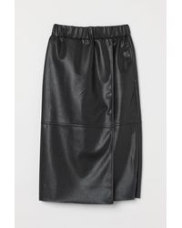H&M Faux Leather Wrap Skirt - Black