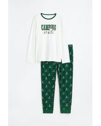 H&M Pyjama aus Baumwolljersey - Grün