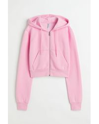 H&M Cropped Zip-through Hoodie - Pink