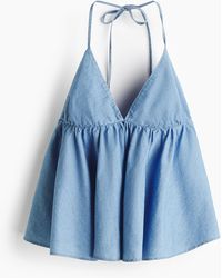 H&M - Denim Haltertop - Lyst